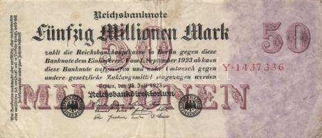 Német Birodalom /Weimari Köztársaság 1923. 20.000.000M hétjegyű sorszám (10x) T:II-,III
Germany/Weim...