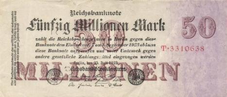 Német Birodalom /Weimari Köztársaság 1923. 20.000.000M hétjegyű sorszám (10x) T:II-,III
Germany/Weim...