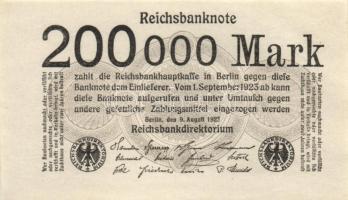 Német Birodalom /Weimari Köztársaság 1923.8.9. 200.000M (5x) T:I,I-
Germany/Weimar Republic 1923.9.8...