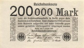 Német Birodalom /Weimari Köztársaság 1923.8.9. 200.000M (5x) T:I,I-
Germany/Weimar Republic 1923.9.8...