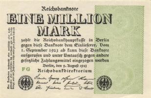 Német Birodalom /Weimari Köztársaság 1923.8.9. 1.000.000M (5x) T:II
Germany/Weimar Republic 1923.9.8...