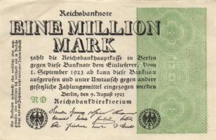 Német Birodalom /Weimari Köztársaság 1923.8.9. 1.000.000M (5x) T:II
Germany/Weimar Republic 1923.9.8...