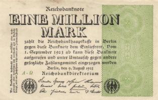 Német Birodalom /Weimari Köztársaság 1923.8.9. 1.000.000M (5x) T:II
Germany/Weimar Republic 1923.9.8...
