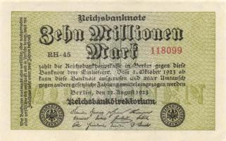 Német Birodalom /Weimari Köztársaság 1923.8.22. 10.000.000M (2x) T:I-
Germany/Weimar Republic 1923.2...