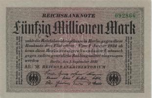 Német Birodalom /Weimari Köztársaság 1923.9.1. 50.000.000M szürke papír (3x) T:II
Germany/Weimar Rep...