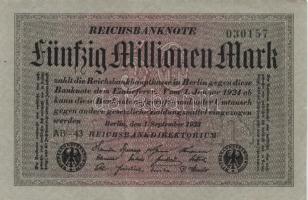 Német Birodalom /Weimari Köztársaság 1923.9.1. 50.000.000M szürke papír (3x) T:II
Germany/Weimar Rep...