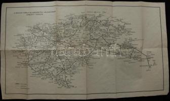 1942 MÁVAUT és MÁV autóbusz és vasútútvonalak térképe a visszacsatolt területekkel (60 x 33 cm) jó á...