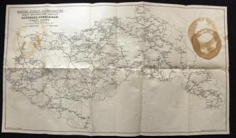 1942 MÁVAUT és MÁV autóbusz és vasútútvonalak térképe a visszacsatolt területekkel (60 x 33 cm) egy ...
