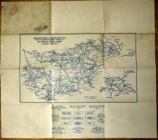 1939 MÁVAUT és MÁV autóbusz és vasútútvonalak térképe a visszacsatolt Kárpátaljai területekkel (57x5...