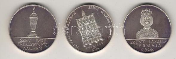 Dekoratív modern emlékérem sor "Szt. István, Szt. László, Szt. Imre" 3 klf. db ezüst, 98,3...