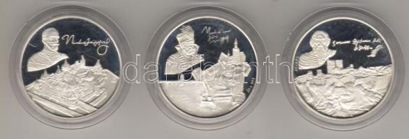 Dekoratív modern emlékérem sor "Szigetvár/Zrínyi M., Eger/Dobó I., Kőszeg/Jurisics M." 3 k...