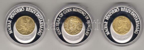 2001-2-3. "Magyar Pénzverő Rt." 3 klf. bimetál érme, díszdobozban T:PP
