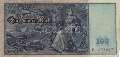 Német Birodalom/Császárság 1910. 100M piros pecsét és sorszám (3x) T:III
German Empire 1910. 100 Mar...