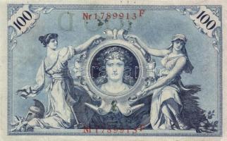 Német Birodalom/Császárság 1908. 100M (10x) piros pecsét és sorszám T:III
German Empire 1908. 100 Ma...