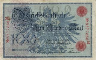 Német Birodalom/Császárság 1908. 100M (10x) piros pecsét és sorszám T:III
German Empire 1908. 100 Ma...