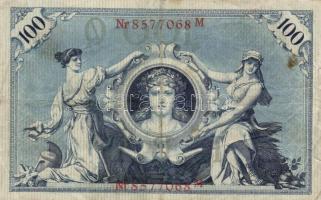 Német Birodalom/Császárság 1908. 100M (10x) piros pecsét és sorszám T:III
German Empire 1908. 100 Ma...