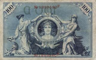 Német Birodalom/Császárság 1908. 100M (10x) piros pecsét és sorszám T:III
German Empire 1908. 100 Ma...