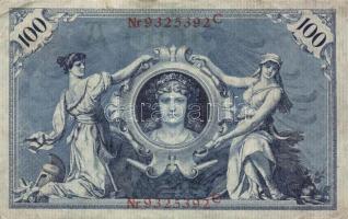 Német Birodalom/Császárság 1908. 100M (10x) piros pecsét és sorszám T:III
German Empire 1908. 100 Ma...