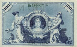 Német Birodalom/Császárság 1918-1922. (1908) 100M (10x) zöld pecsét és sorszám T:III
German Empire 1...