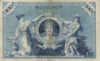 Német Birodalom/Császárság 1918-1922. (1908) 100M (10x) zöld pecsét és sorszám T:III
German Empire 1...