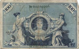 Német Birodalom/Császárság 1918-1922. (1908) 100M (10x) zöld pecsét és sorszám T:III
German Empire 1...