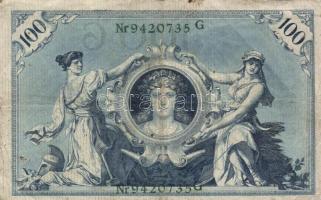 Német Birodalom/Császárság 1918-1922. (1908) 100M (10x) zöld pecsét és sorszám T:III
German Empire 1...