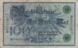 Német Birodalom/Császárság 1918-1922. (1908) 100M (10x) zöld pecsét és sorszám T:III
German Empire 1...