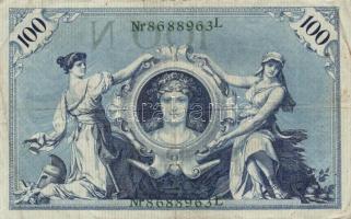 Német Birodalom/Császárság 1918-1922. (1908) 100M (10x) zöld pecsét és sorszám T:III
German Empire 1...