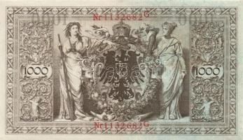 Német Birodalom/Császárság 1910. 1000M hétjegyű sorszám,kék selyemszál T:II
German Empire 1910. 1000...