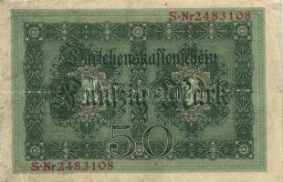 Német Birodalom/Császárság 1914. 50M (8x) hétjegyű sorszám T:II-,III
German Empire 1914. 50 Mark (8x...