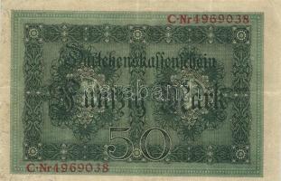 Német Birodalom/Császárság 1914. 50M (8x) hétjegyű sorszám T:II-,III
German Empire 1914. 50 Mark (8x...