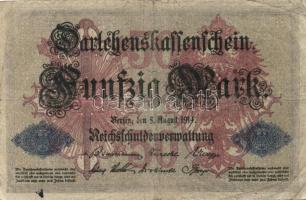 Német Birodalom/Császárság 1914. 50M (8x) hétjegyű sorszám T:II-,III
German Empire 1914. 50 Mark (8x...