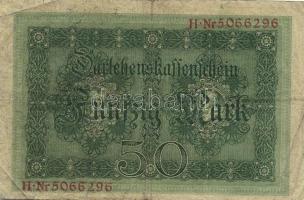 Német Birodalom/Császárság 1914. 50M (8x) hétjegyű sorszám T:II-,III
German Empire 1914. 50 Mark (8x...