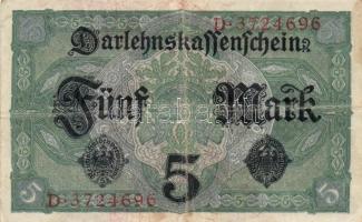 Német Birodalom/Császárság 1917. 5M (5x) T:III
German Empire 1917. 5 Mark (5x) C:F