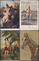 8 db háború előtti képeslap, lovas motívum