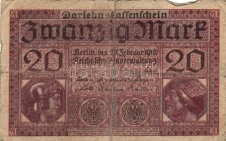 Német Birodalom/Császárság 1918.2.20. 20M (2x) T:III
German Empire 1918.20.2. 20 Mark (2x) C:F