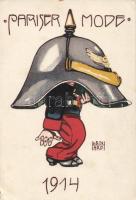 Military WWI, propaganda 1914 Paris fashion, humour litho, s: Lenard (?)