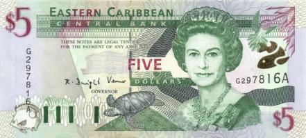 Kelet-Karibi Államok/Antigua 1993. (DN) 5$ "G" T:I East Caribbean States/Antigua 1993 (ND) 5 Dollars "G" C:Unc