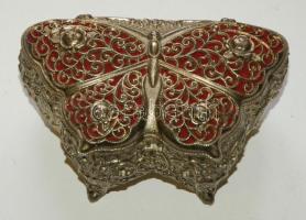 Pillangó formájú fém ékszeres dobozka 12x7x6cm