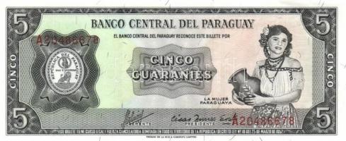 Paraguay 1952. 5G piros széria T:I- + Szurinam 1988. 25G T:I Paraguay 1952. 5 Guaranies red serial C:AU + Suriname 1988. 25 Gulden C:Unc