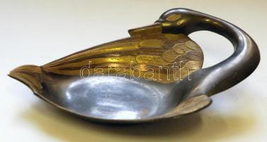 Szecessziós réz madár alakú tálka 16x21cm