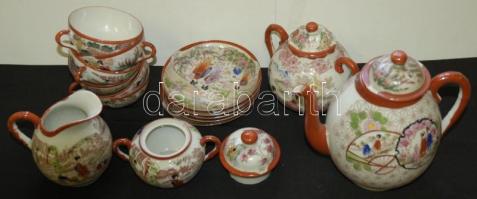 XIX. századi 6 személyes kézzel festett kínai porcelán teás készlet / Chinese chinaware tea-set