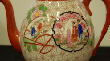 XIX. századi 6 személyes kézzel festett kínai porcelán teás készlet / Chinese chinaware tea-set