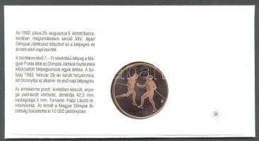 1992 "Barcelona-magyar csapat" emlékérem bélyeges borítékon, elsőnapi bélyegzéssel T:PP Cs...