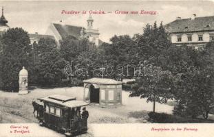 Eszék main square, horse tramway