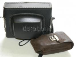 cca. 1970  LOMO Smena 8M szovjet gyártmányú fényképezőgép fénymérővel eredeti bőr tokokban