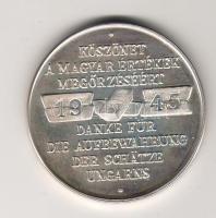 1990. "Köszönet a magyar értékek megőrzéséért" ezüst 33,3g, díszdobozban tanúsítvánnyal T:PP RRR!!! Csak 980 db!!!