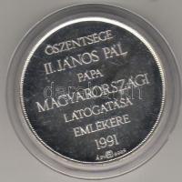 1991. "János Pál pápa látogatása" ezüst 15,6g, díszdobozban T:PP