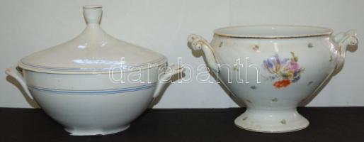 XIX. sz, 2 db jelzett porcelán levesestál /  2 chinaware soup-bowl