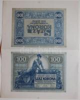 Helbing Ferenc tervezete: 1919.07.15. 100 Korona Postatakarékpénztári jegy, Pogány aláírásával, kék ...